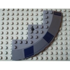 Part 58846pb04L Dark Bluish Gray Brick, Round Corner 10 x 10 with Slope 33 Edge, Axle Hole, Facet Cutout with Dark Blue Rectangles Pattern Model Left Side (Stickers) - Set 8016 